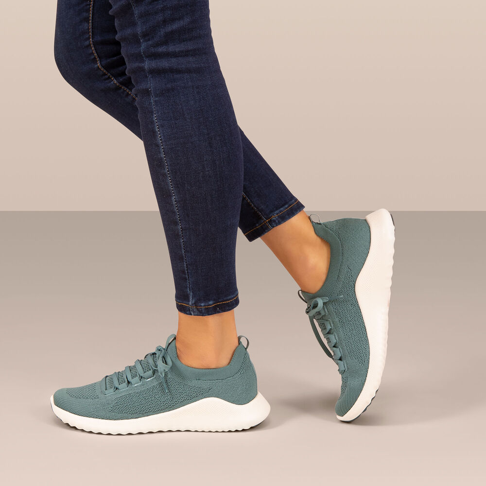 Aetrex Women's Carly Arch Support Sneakers - Teal | USA MWQ8UAZ